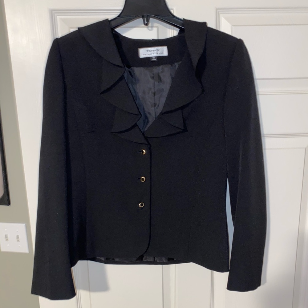 Black Blazer with Ruffle Collar